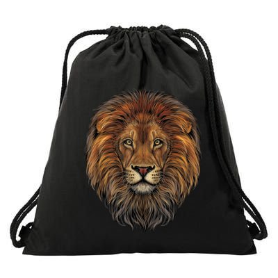 Lion Head Realistic For Lovers Of Lions King African Animal Drawstring Bag
