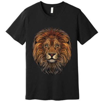 Lion Head Realistic For Lovers Of Lions King African Animal Premium T-Shirt