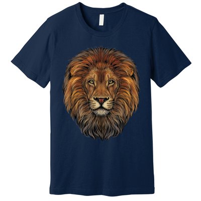 Lion Head Realistic For Lovers Of Lions King African Animal Premium T-Shirt