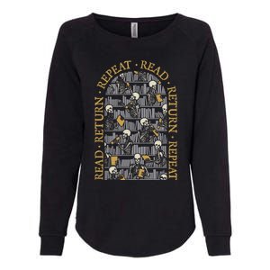 Librarian Halloween Read Return Repeat Goth Skeleton Library Gift Womens California Wash Sweatshirt