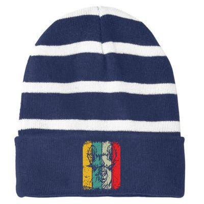 Llama Head Retro Llama Farmers Vintage Llamas Llama Alpaca Striped Beanie with Solid Band