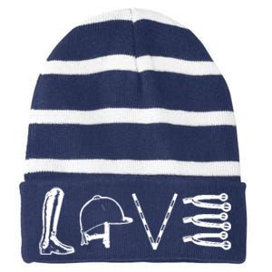 Love Horseback Riding Striped Beanie with Solid Band