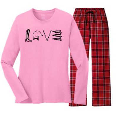 Love Horseback Riding Women's Long Sleeve Flannel Pajama Set 