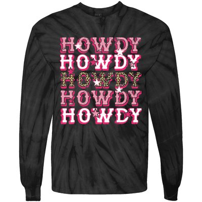 Leopard Howdy Rodeo Western Country Southern Cowgirl Tie-Dye Long Sleeve Shirt