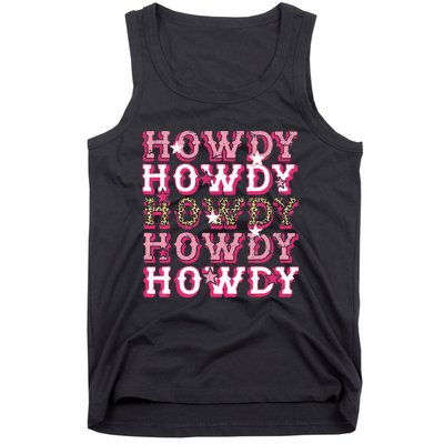 Leopard Howdy Rodeo Western Country Southern Cowgirl Tank Top