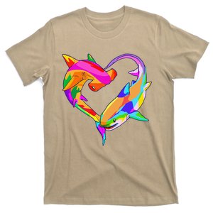 Love Heart Shark Valentine's Day I Love Sharks Colorful T-Shirt