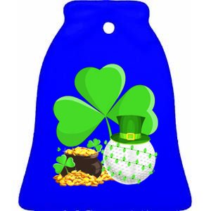 Leprechaun Hat Shamrock Leaf Golf St Patrick's Day Gift Ceramic Bell Ornament