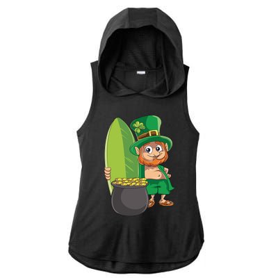 Leprechaun Hawaiian Surfing St Patricks Day Hawaii Aloha Funny Gift Ladies PosiCharge Tri-Blend Wicking Draft Hoodie Tank