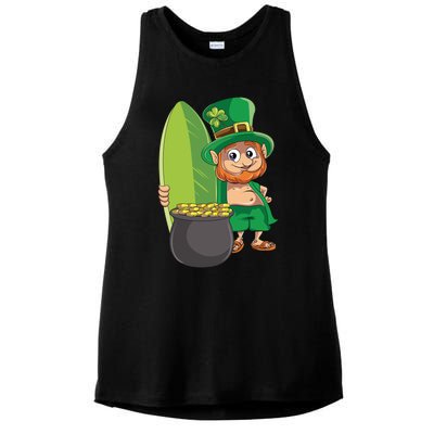 Leprechaun Hawaiian Surfing St Patricks Day Hawaii Aloha Funny Gift Ladies PosiCharge Tri-Blend Wicking Tank