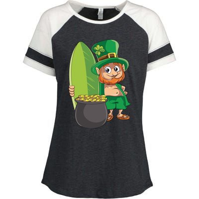 Leprechaun Hawaiian Surfing St Patricks Day Hawaii Aloha Funny Gift Enza Ladies Jersey Colorblock Tee