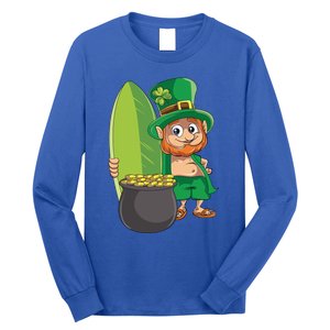 Leprechaun Hawaiian Surfing St Patricks Day Hawaii Aloha Funny Gift Long Sleeve Shirt