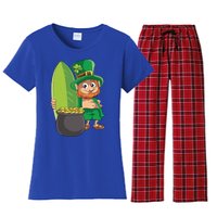 Leprechaun Hawaiian Surfing St Patricks Day Hawaii Aloha Funny Gift Women's Flannel Pajama Set