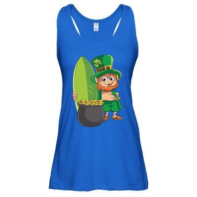 Leprechaun Hawaiian Surfing St Patricks Day Hawaii Aloha Funny Gift Ladies Essential Flowy Tank