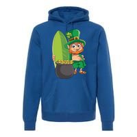 Leprechaun Hawaiian Surfing St Patricks Day Hawaii Aloha Funny Gift Premium Hoodie