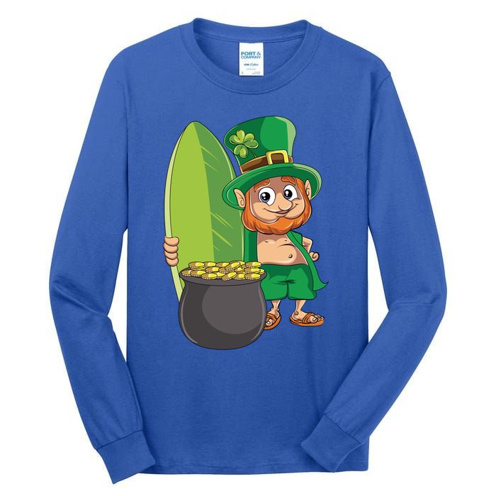 Leprechaun Hawaiian Surfing St Patricks Day Hawaii Aloha Funny Gift Tall Long Sleeve T-Shirt