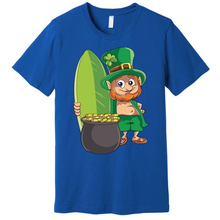 Leprechaun Hawaiian Surfing St Patricks Day Hawaii Aloha Funny Gift Premium T-Shirt