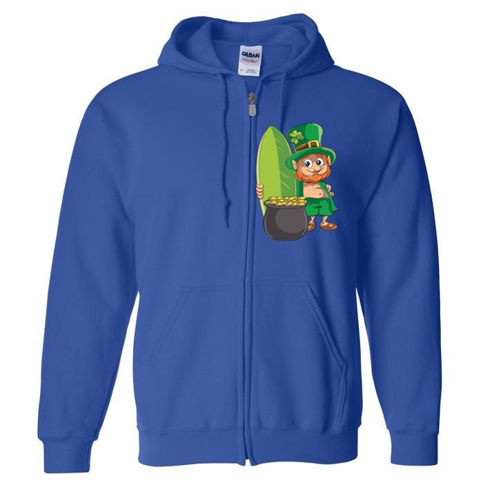 Leprechaun Hawaiian Surfing St Patricks Day Hawaii Aloha Funny Gift Full Zip Hoodie