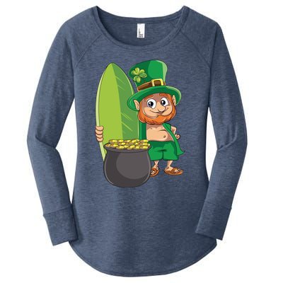 Leprechaun Hawaiian Surfing St Patricks Day Hawaii Aloha Funny Gift Women's Perfect Tri Tunic Long Sleeve Shirt