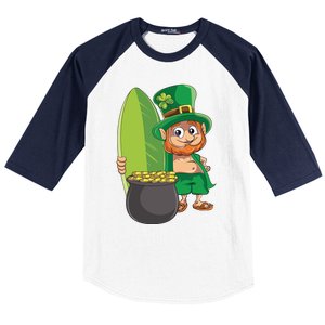 Leprechaun Hawaiian Surfing St Patricks Day Hawaii Aloha Funny Gift Baseball Sleeve Shirt