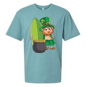 Leprechaun Hawaiian Surfing St Patricks Day Hawaii Aloha Funny Gift Sueded Cloud Jersey T-Shirt