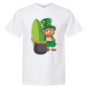 Leprechaun Hawaiian Surfing St Patricks Day Hawaii Aloha Funny Gift Garment-Dyed Heavyweight T-Shirt