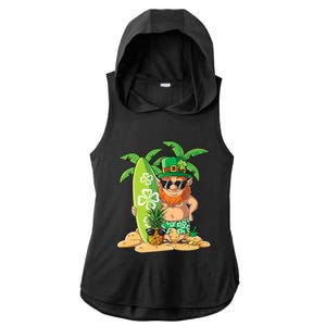 Leprechaun Hawaiian Surfing St Patricks Day Hawaii Meaningful Gift Ladies PosiCharge Tri-Blend Wicking Draft Hoodie Tank