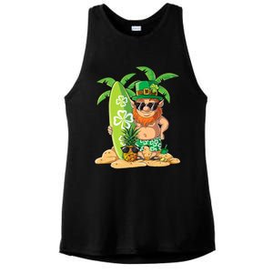 Leprechaun Hawaiian Surfing St Patricks Day Hawaii Meaningful Gift Ladies PosiCharge Tri-Blend Wicking Tank