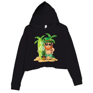 Leprechaun Hawaiian Surfing St Patricks Day Hawaii Meaningful Gift Crop Fleece Hoodie