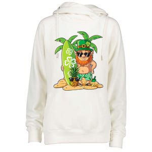 Leprechaun Hawaiian Surfing St Patricks Day Hawaii Meaningful Gift Womens Funnel Neck Pullover Hood