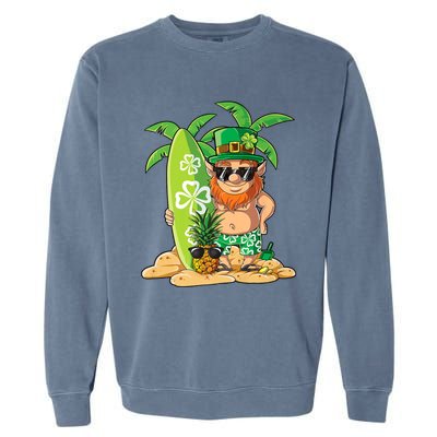 Leprechaun Hawaiian Surfing St Patricks Day Hawaii Meaningful Gift Garment-Dyed Sweatshirt