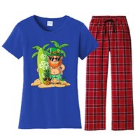 Leprechaun Hawaiian Surfing St Patricks Day Hawaii Meaningful Gift Women's Flannel Pajama Set