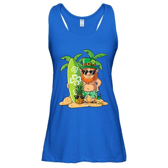 Leprechaun Hawaiian Surfing St Patricks Day Hawaii Meaningful Gift Ladies Essential Flowy Tank