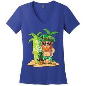 Leprechaun Hawaiian Surfing St Patricks Day Hawaii Meaningful Gift Women's V-Neck T-Shirt