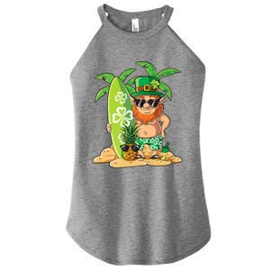 Leprechaun Hawaiian Surfing St Patricks Day Hawaii Meaningful Gift Women's Perfect Tri Rocker Tank