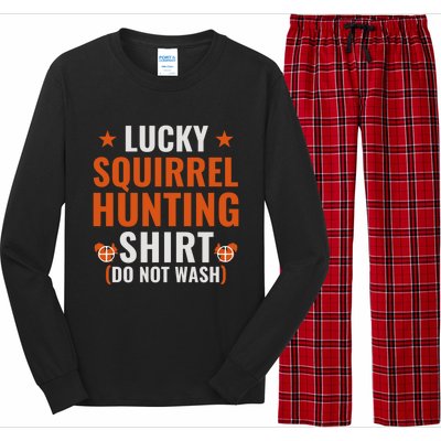 Lucky Hunting Squirrel Gift Funny Squirrel Hunter Gift Long Sleeve Pajama Set