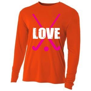 Love High School Field Hockey Design Gift Cooling Performance Long Sleeve Crew