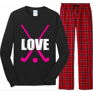 Love High School Field Hockey Design Gift Long Sleeve Pajama Set