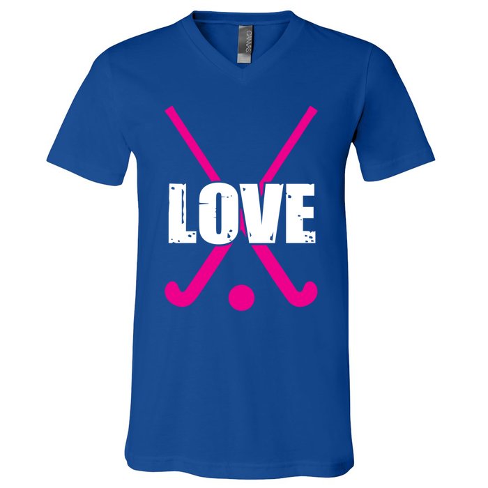 Love High School Field Hockey Design Gift V-Neck T-Shirt