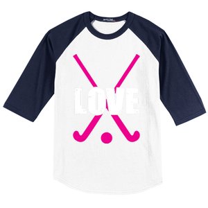 Love High School Field Hockey Design Gift Baseball Sleeve Shirt