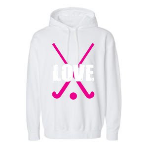 Love High School Field Hockey Design Gift Garment-Dyed Fleece Hoodie