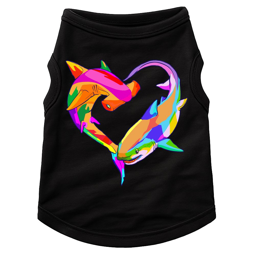 Love Heart Shark Valentine's Day I Love Sharks Colorful Gift Doggie Tank