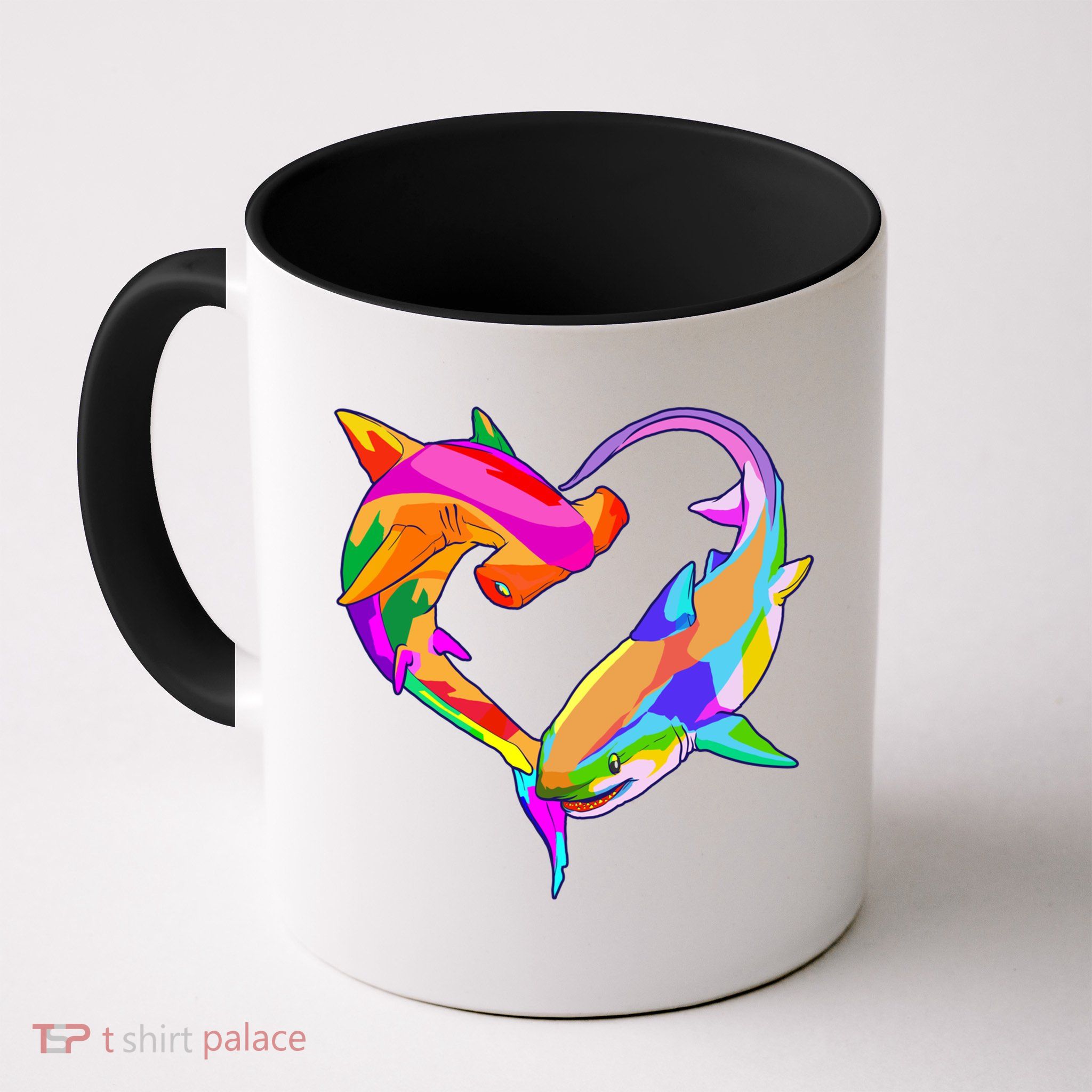 Love Heart Shark Valentine's Day I Love Sharks Colorful Gift Mug