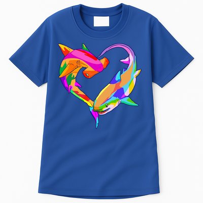 Love Heart Shark Valentine's Day I Love Sharks Colorful Gift Tall T-Shirt