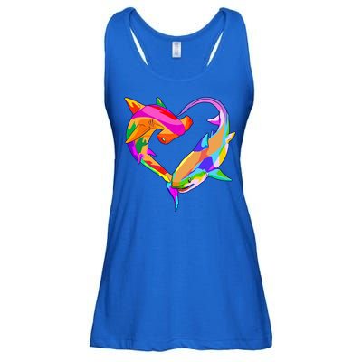Love Heart Shark Valentine's Day I Love Sharks Colorful Gift Ladies Essential Flowy Tank