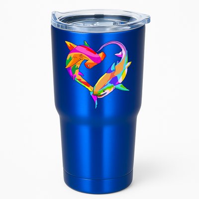 Love Heart Shark Valentine's Day I Love Sharks Colorful Gift Tumbler