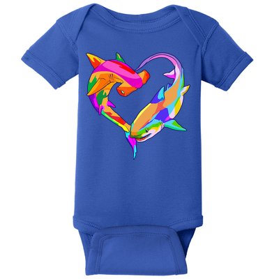 Love Heart Shark Valentine's Day I Love Sharks Colorful Gift Baby Bodysuit