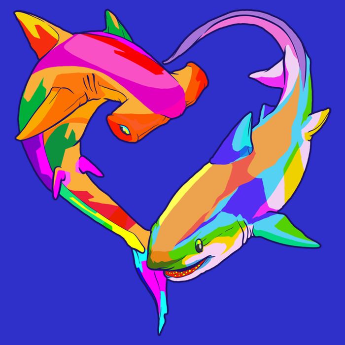 Love Heart Shark Valentine's Day I Love Sharks Colorful Gift Baby Bodysuit
