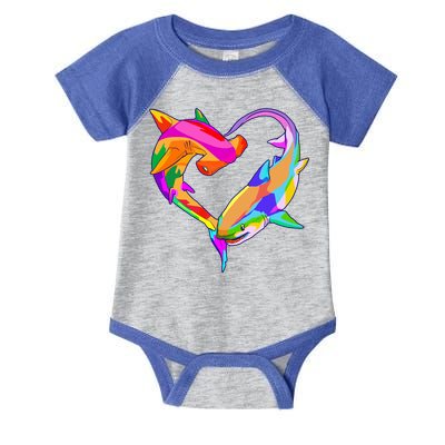 Love Heart Shark Valentine's Day I Love Sharks Colorful Gift Infant Baby Jersey Bodysuit