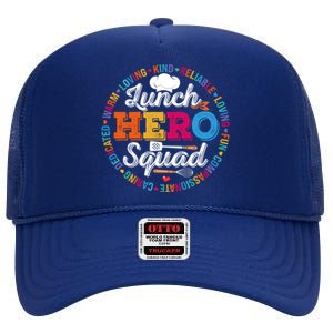 Lunch Hero Squad Funny Lunch Lady School Cafeteria Worker Gift High Crown Mesh Back Trucker Hat