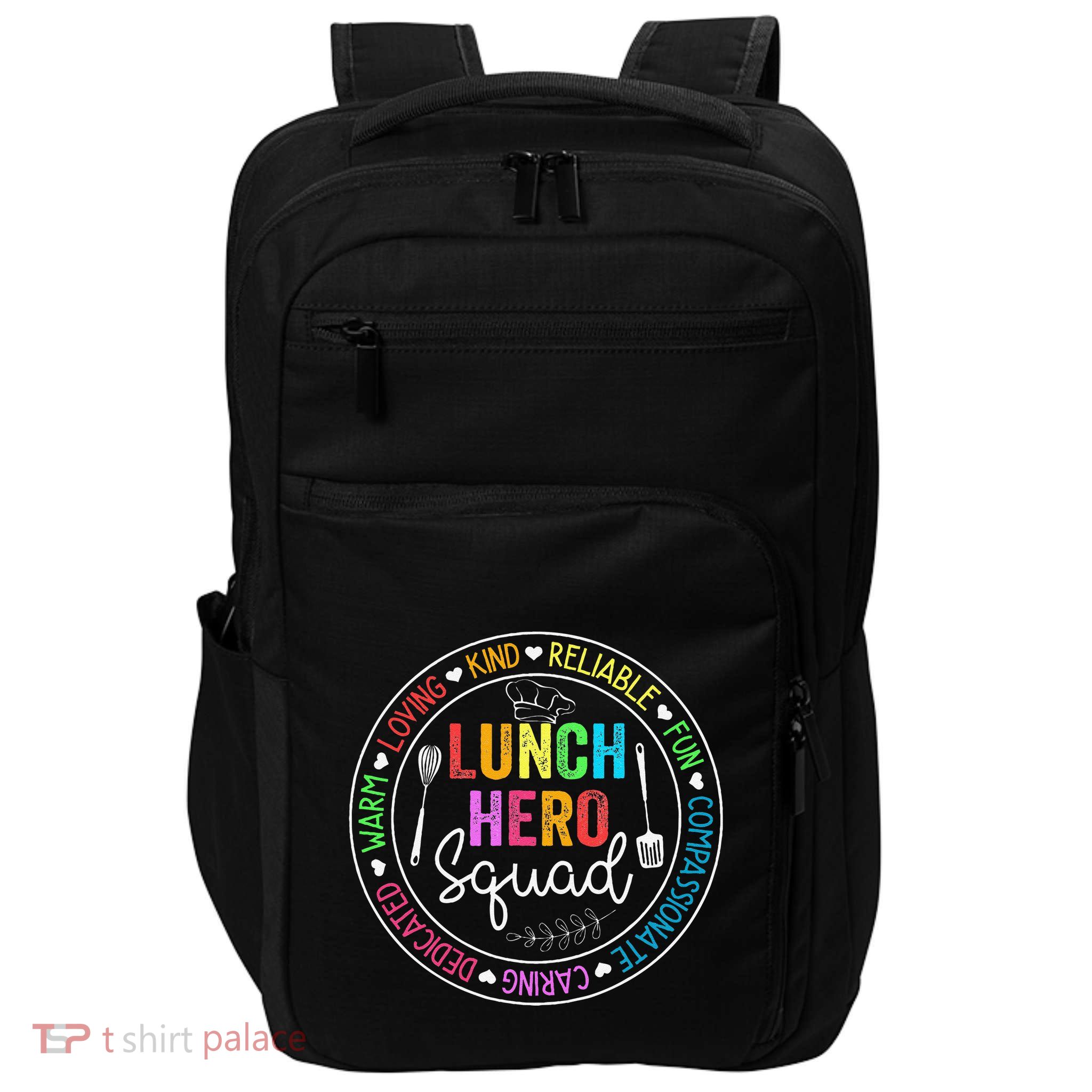 Lunch Hero Squad Funny Lunch Lady School Cafeteria Worker Impact Tech Backpack